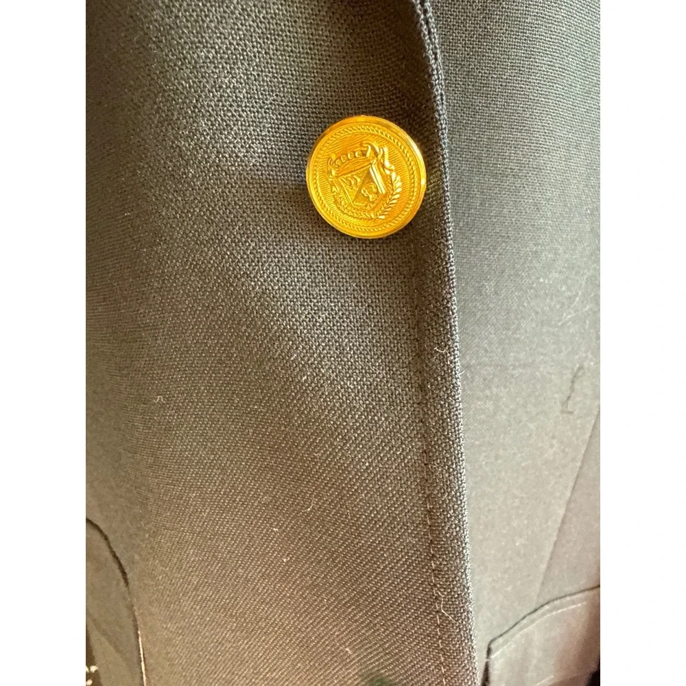 Lord & Taylor Wimbledon of England Mens Navy Blue Wool Blend Blazer Gold Buttons